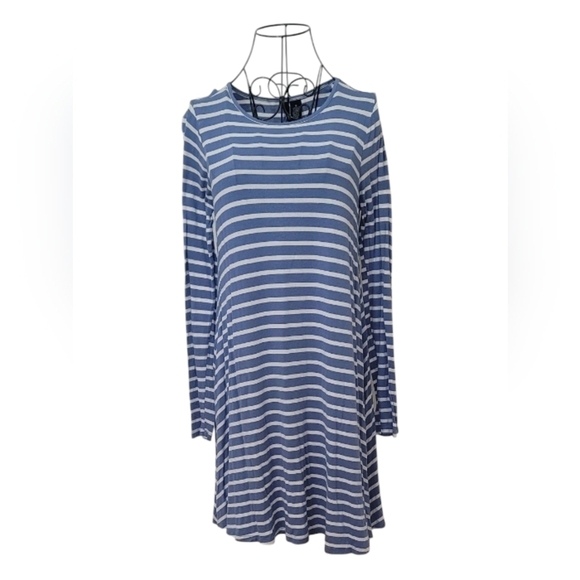 Ultra Flirt Dresses & Skirts - Ultra Flirt Blue and White Striped Long Sleeve Dress